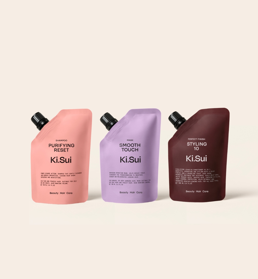 <b>FIRST DROP. Initial Set</b><br> <span style="font-family: 'Red Hat Mono', monospace;"> 3x100ml pouches — shampoo, mask & finisher </span>
